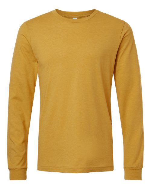 BELLA + CANVAS Heather CVC Long Sleeve Tee - Heather Mustard Front