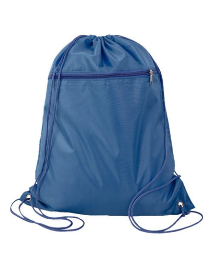 Q-Tees Polyester Drawstring Backpack - Navy Front