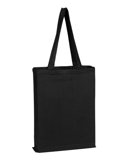 Q-Tees Canvas Gusset Promotional Tote - Black Front