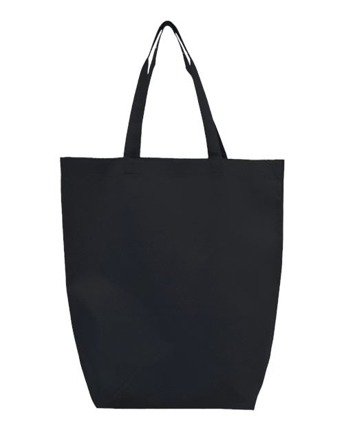 Q-Tees Non-Woven Gusset Bottom Tote - Black Front