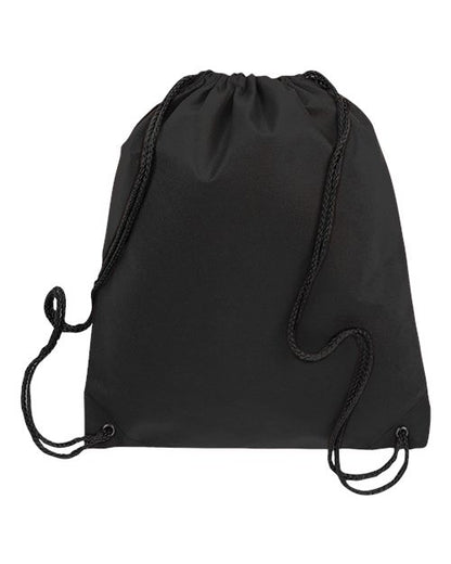 Q-Tees Non-Woven Drawstring Bag - Black Front