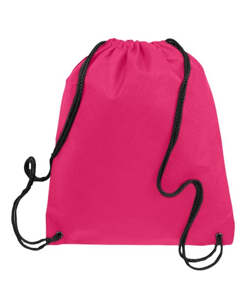 Q-Tees Non-Woven Drawstring Bag - Hot Pink Front