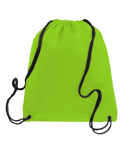Q-Tees Non-Woven Drawstring Bag - Lime Green Front