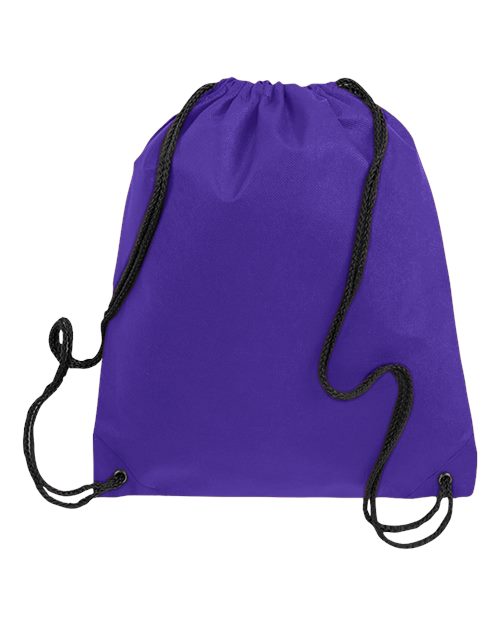 Q-Tees Non-Woven Drawstring Bag - Purple Front