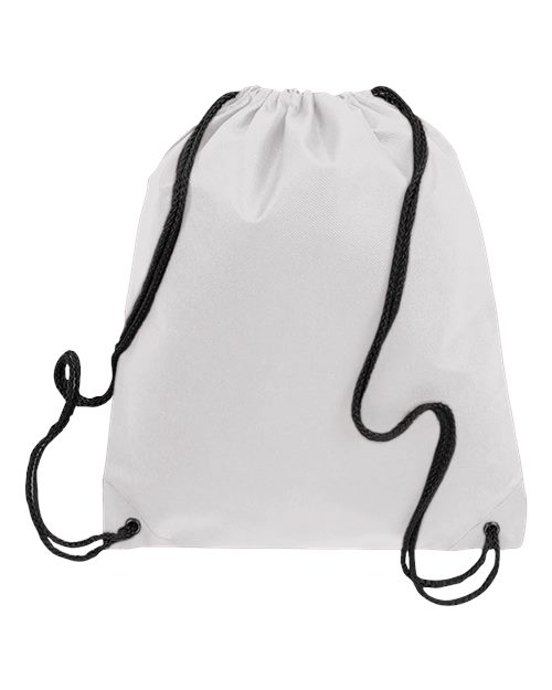 Q-Tees Non-Woven Drawstring Bag - White Front