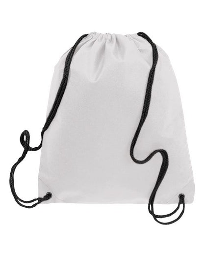 Q-Tees Non-Woven Drawstring Bag - White Front
