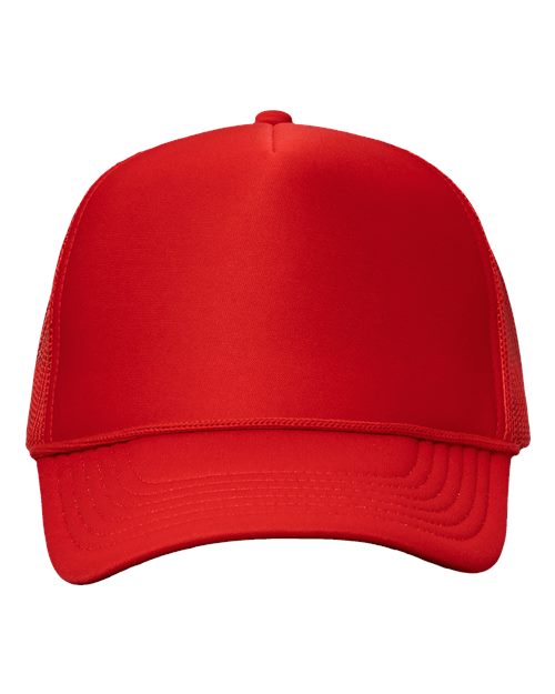 Valucap Foam Mesh-Back Trucker Cap - Red/ Red Front