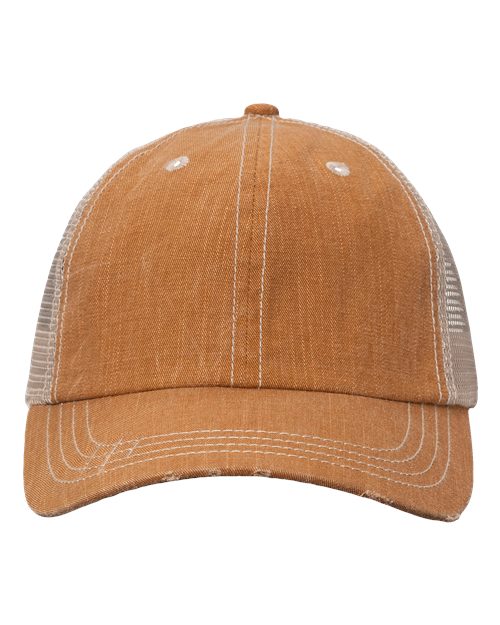Valucap Contrast Stitch Cap - Golden Brown/ Khaki Front
