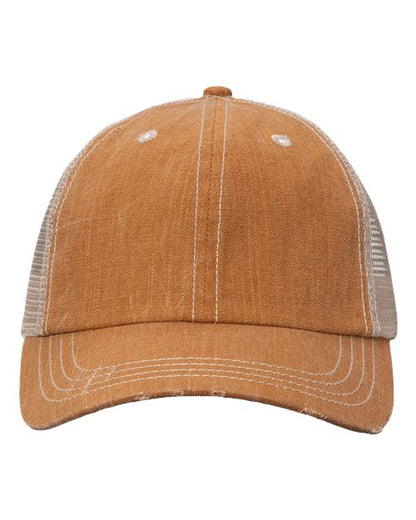 Valucap Contrast Stitch Cap - Golden Brown/ Khaki Front