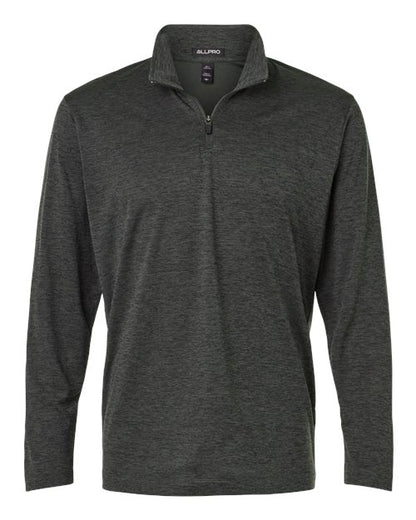 AllPro Men's Pro-Lock Performance Mélange Quarter-Zip Pullover - Black Melange Front