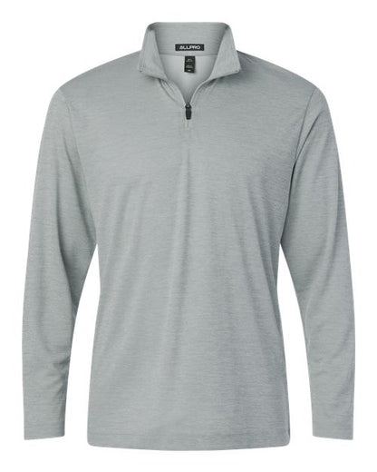 AllPro Men's Pro-Lock Performance Mélange Quarter-Zip Pullover - Silver Melange Front