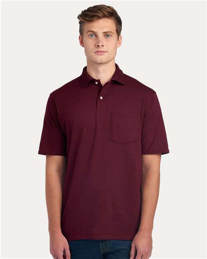Men's Dri-Power® Polo with Pocket - Maroon Front