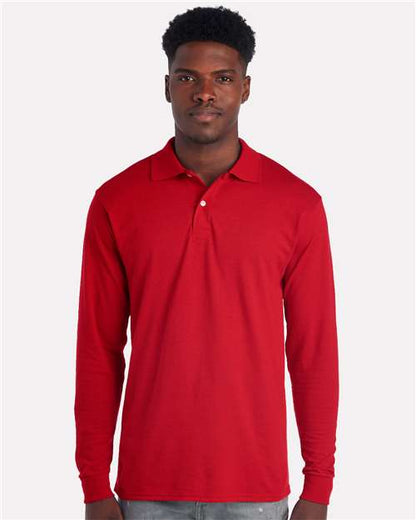 Men's Dri-Power® Long Sleeve Polo - True Red Front
