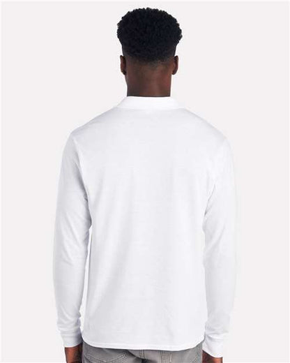 Men's Dri-Power® Long Sleeve Polo - White Back