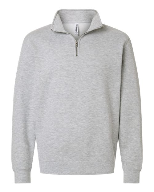 Independent Trading Co. Unisex Midweight Quarter-Zip Pullover - Grey Heather Front