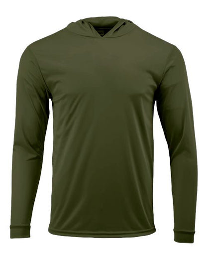 Paragon Unisex Bahama Performance Hooded Long Sleeve T-Shirt - Olive Green Front