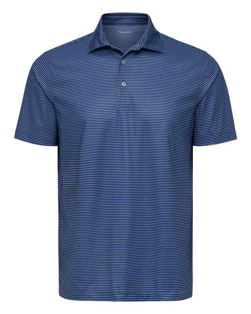 Paragon Men's Aiken Striped Polo - Blue Heather/ Navy Front