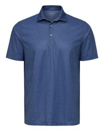 Paragon Men's Aiken Striped Polo - Blue Heather/ Navy Front