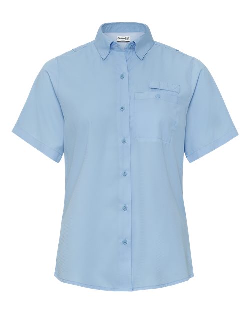 Paragon Women's Hatteras Performance Short Sleeve Fishing Shirt - Blue Mist Front