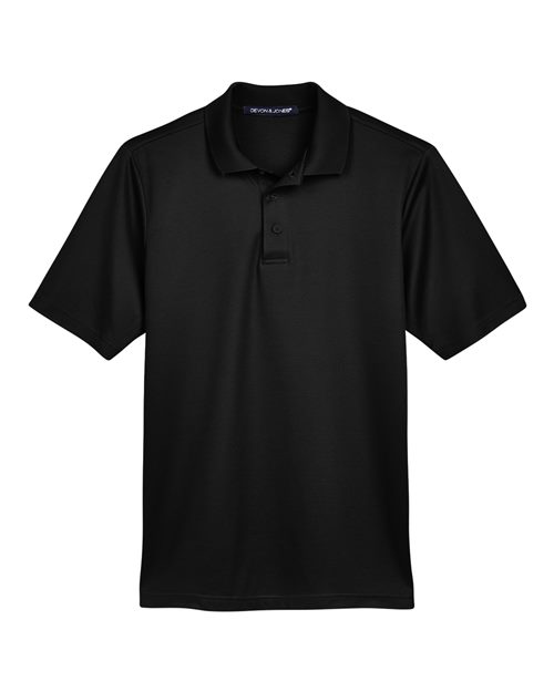 Devon & Jones Men's CrownLux Performance® Plaited Polo - Black Front