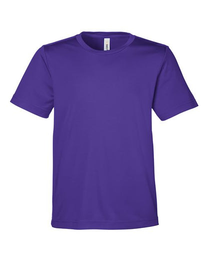 CORE365 Youth Capital Performance T-Shirt - Campus Purple Front