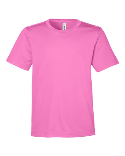 CORE365 Youth Capital Performance T-Shirt - Charity Pink Front