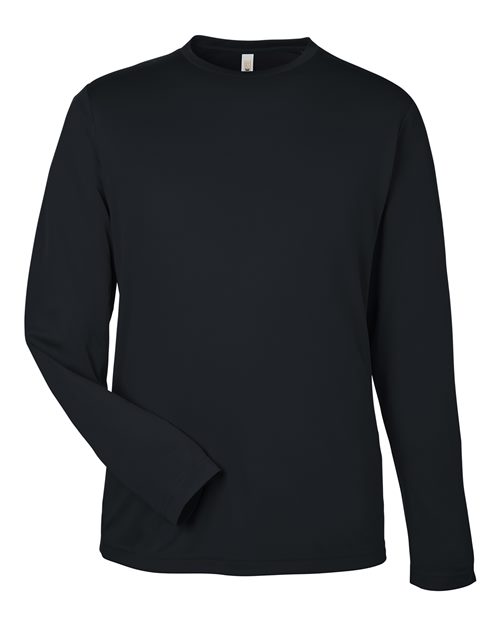 CORE365 Unisex Capital Long Sleeve Performance T-Shirt - Black Front