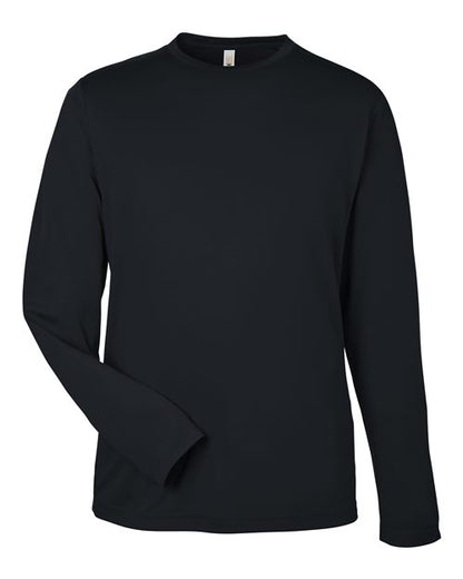 CORE365 Unisex Capital Long Sleeve Performance T-Shirt - Black Front