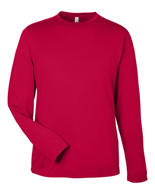 CORE365 Unisex Capital Long Sleeve Performance T-Shirt - Classic Red Front