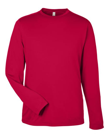 CORE365 Unisex Capital Long Sleeve Performance T-Shirt - Classic Red Front