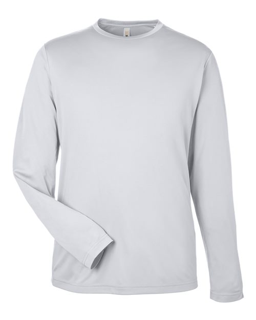 CORE365 Unisex Capital Long Sleeve Performance T-Shirt - Platinum Front