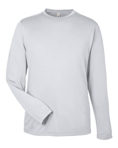 CORE365 Unisex Capital Long Sleeve Performance T-Shirt - Platinum Front