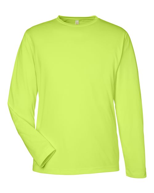 CORE365 Unisex Capital Long Sleeve Performance T-Shirt - Safety Yellow Front