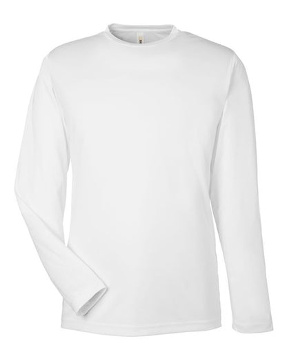 CORE365 Unisex Capital Long Sleeve Performance T-Shirt - White Front