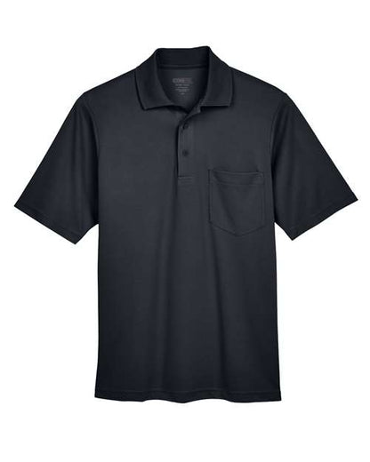 CORE365 Men's Origin Performance Piqué Polo with Pocket - Black Front