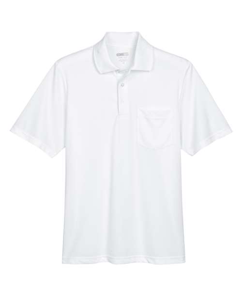 CORE365 Men's Origin Performance Piqué Polo with Pocket - White Front