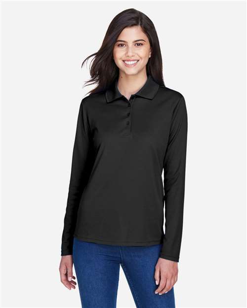 CORE365 Women's Pinnacle Performance Long Sleeve Piqué Polo - Model Front