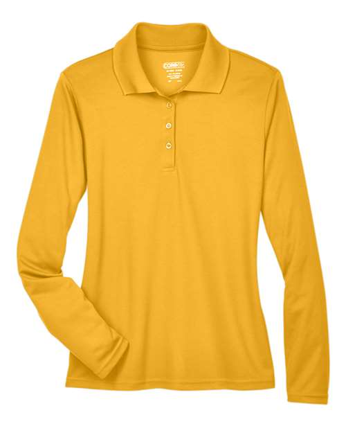 CORE365 Women's Pinnacle Performance Long Sleeve Piqué Polo - Campus Gold Front
