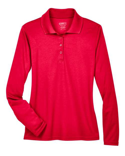 CORE365 Women's Pinnacle Performance Long Sleeve Piqué Polo - Classic Red Front