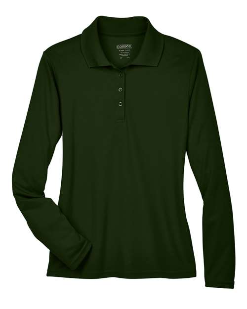CORE365 Women's Pinnacle Performance Long Sleeve Piqué Polo - Forest Front