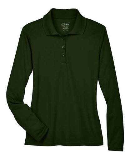 CORE365 Women's Pinnacle Performance Long Sleeve Piqué Polo - Forest Front