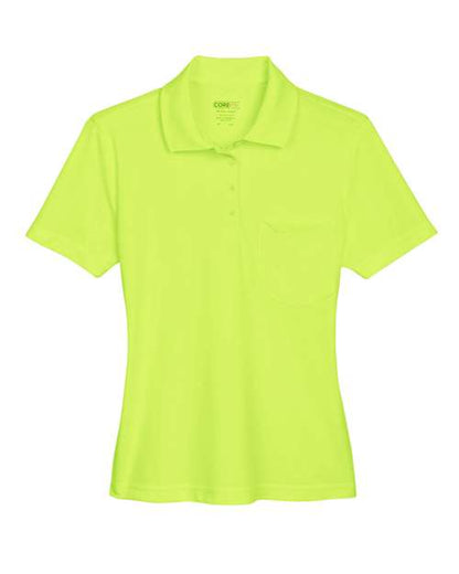 CORE365 Women's Origin Performance Piqué Polo with Pocket - Safety Yellow Front