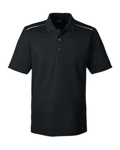 CORE365 Men's Radiant Performance Piqué Polo with Reflective Piping - Black Front