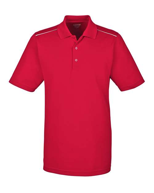 CORE365 Men's Radiant Performance Piqué Polo with Reflective Piping - Classic Red Front