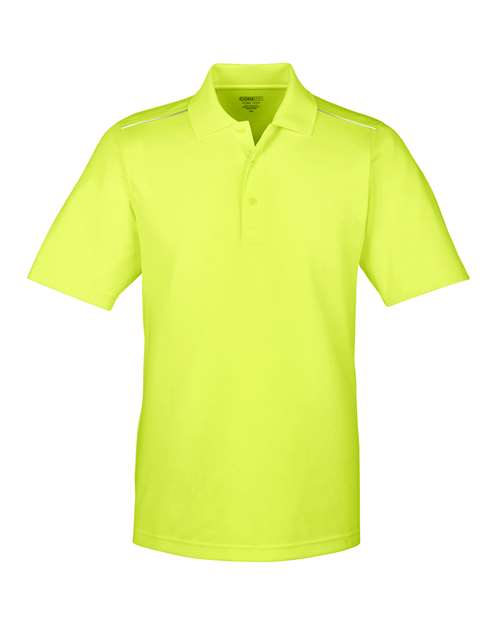 CORE365 Men's Radiant Performance Piqué Polo with Reflective Piping - Safety Yellow Front