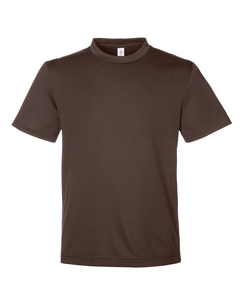 Team 365 Youth Zone Performance Mesh T-Shirt - Sport Dark Brown Front