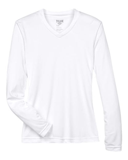 Team 365 Women's Zone Performance Long Sleeve T-Shirt - White Front