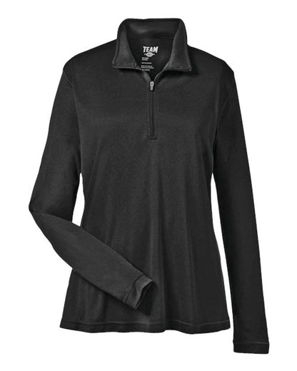 Team 365 Women's Zone Performance Quarter-Zip Pullover - Black Front