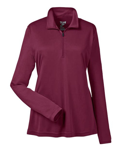Team 365 Women's Zone Performance Quarter-Zip Pullover - Sport Maroon Front