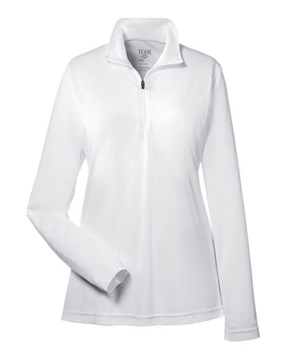Team 365 Women's Zone Performance Quarter-Zip Pullover - White Front